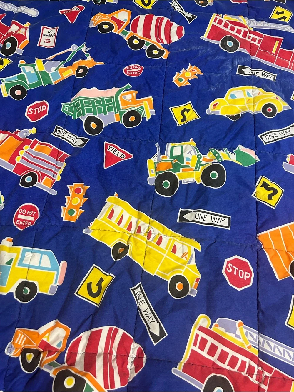 Kids Comforter - Blue Construction & Vehicles Print